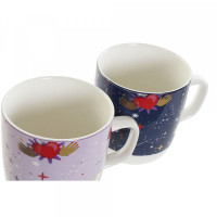 Mug DKD Home Decor Porcelain Lilac Light mauve (380 ml) (2 pcs)