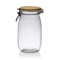 Transparent Glass Jar Bamboo 1,5 l
