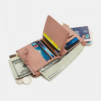 Women PU Leather Multi-slot Hand Carry Short Wallet Clutch Purse