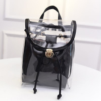 2 in 1 Clear Girl Transparent Fashison Backpack Satchel Women Jelly Beach Tote School 