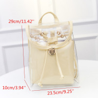 2 in 1 Clear Girl Transparent Fashison Backpack Satchel Women Jelly Beach Tote School 