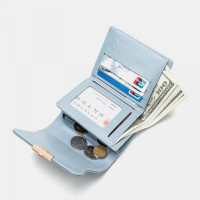 Women Trifold Short Wallet Leaf Line Design Simple Folding Money Clip Multi-card Slot Card Holder