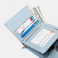 Women Trifold Short Wallet Leaf Line Design Simple Folding Money Clip Multi-card Slot Card Holder