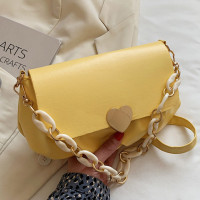 Women PU Leather Heart-shaped Lock Thick Chain Underarm Bag Detachable Shoulder Strap Tote Handbag Shoulder Bag