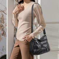 Women PU Leather Large Capacity Multi-pocket Anti-theft Retro Casual Crossbody Bags Shoulder Bag