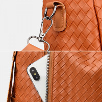 Women PU Soft Leather Diamond Lattice Pattern Backpack Large Capacity Multi-pocket Shoulder Bag