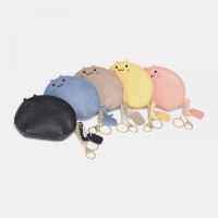 Women Genuine Leather Casual Cute Animal Cat Pattern Mini Hanging Coin Bag Storage Bag