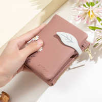 Women PU Leather Floral Printing Casual Mini Easy Carry Money Clip Card Holder Wallet
