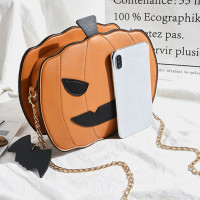 Women Patchwork Chains Halloween Pumpkin Bag Crossbody Bag