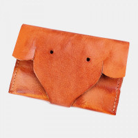 Women Genuine Leather Cowhide Cute Cartoon Elephant Pattern Storage Bag Coin Bag Wallet