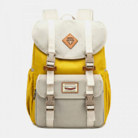 Women Large Capacity Canvas Multi-Color Casual Patchwork Backpack Daily Bag