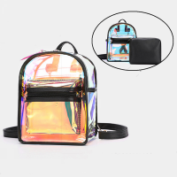 Women 2Pcs Transparent Jelly Multi-carry Mini Backpack Crossbody Bag Handbag