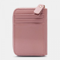 Women PU Leather Practical Lightweight Anti-Degaussing Retro Zipper Mini Change Coin Bag Card Holder Wallets