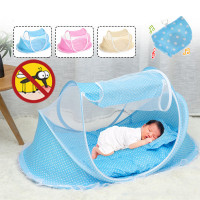 Baby Infant Portable Foldable Travel Bed Crib Canopy Mosquito Net Pillowcase Tent Mattress for Baby Infant Playmats Tents
