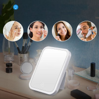 Makeup Mirrors Portable LED Lighted Switch for Tabletop Bathroom Travel Brightness Square Makeup Cosmetic Mirror