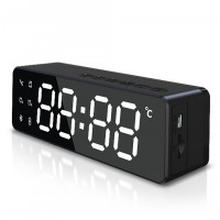 Desktop Mirror Bluetooth Speaker Alarm Clock LCD Digital Full Screen Wirelss Bluetooth Speaker Clock Portable Radio Luminous Sensor Clock