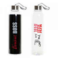 Bottle from recycled glass, with lid DKD Home Decor Stainless steel (550 ml) (2 pcs)