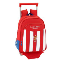 School Rucksack with Wheels 705 Real Sporting de Gijón White Red