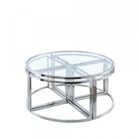 Side table DKD Home Decor Crystal Steel (5 pcs) (100 x 100 x 45 cm)