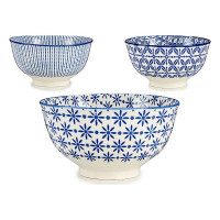 Bowl Porcelain 400 ml Blue / White (14 x 7 x 14 cm)