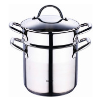 Pot with Glass Lid Bergner Stainless steel Silver (3 pcs)