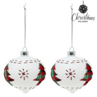 Christmas Baubles 8 cm (2 uds) Crystal White