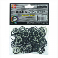 Rubber Hair Bands Beauty Town Black and white (250 uds)