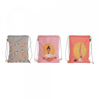 Backpack with Strings DKD Home Decor Yoga Cotton Canvas (3 pcs) (28 x 1 x 36 cm)