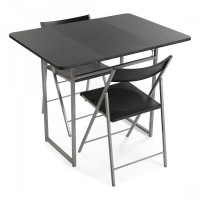 Table set with 2 chairs Foldable Black (70 x 80 x 100 cm)