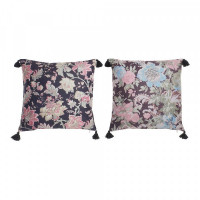 Cushion DKD Home Decor Floral Multicolour Polyester (2 pcs) (45 x 10 x 45 cm)