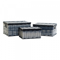 Basket set DKD Home Decor Blue PVC Metal (3 pcs)