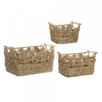 Basket set DKD Home Decor Fibre Boho Seagrass (3 pcs)