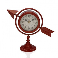 Table clock Complete arrow Maroon Metal (23 x 16 x 8 cm)
