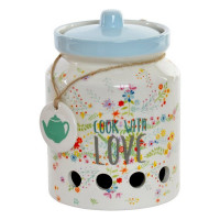 Tin DKD Home Decor Cook With Love (12 x 12 x 17 cm)