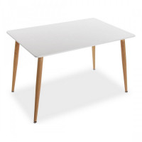 Dining Table Anika White Brown Metal MDF Wood (80 x 75 x 120 cm)
