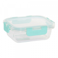 Lunch box DKD Home Decor ‎ Silicone Borosilicate Glass Celeste (16 x 11.5 x 5.5 cm)