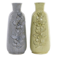 Vase DKD Home Decor Gerbera Flower Terracotta Traditional (2 pcs) (21 x 19 x 45 cm) (2 pcs)