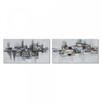Painting DKD Home Decor Pinewood Canvas Abstract (2 pcs) (120 x 2.8 x 60 cm)