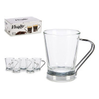 Piece Coffee Cup Set Vivalto Crystal Metal (6 Pieces) (12,5 x 7,5 x 21 cm) (85 ml)