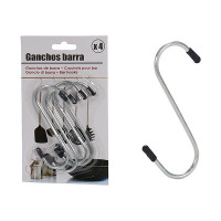 Hook for hanging up Grey Steel (2,5 x 20 x 11 cm) (4 Pieces)