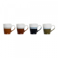 Mug DKD Home Decor Stoneware (370 ml) (4 pcs)
