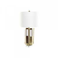 Desk Lamp DKD Home Decor White Transparent Polyester Metal Crystal 220 V Golden 50 W