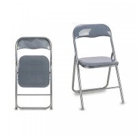 Folding Chair Grey PVC Metal (32 x 90 x 46 cm)