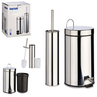 Pedal Bin and Toilet Brush Holder Steel 5L Silver