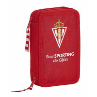 Double Pencil Case Real Sporting de Gijón Red (28 pcs)
