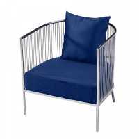 Armchair DKD Home Decor Polyester Steel Navy Blue (66 x 69 x 70 cm)