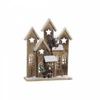Christmas bauble DKD Home Decor House Wood (23.5 x 7 x 30 cm)