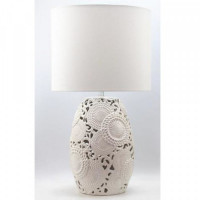 Desk lamp DKD Home Decor White Linen Ceramic Mandala (35 x 22 x 65 cm)