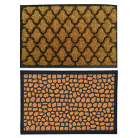 Doormat DKD Home Decor Brown Black PVC Fibre (2 pcs) (60 x 40 x 1.5 cm)