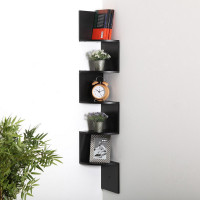 Shelves Black Metal MDF Wood (20 x 124 x 20 cm)